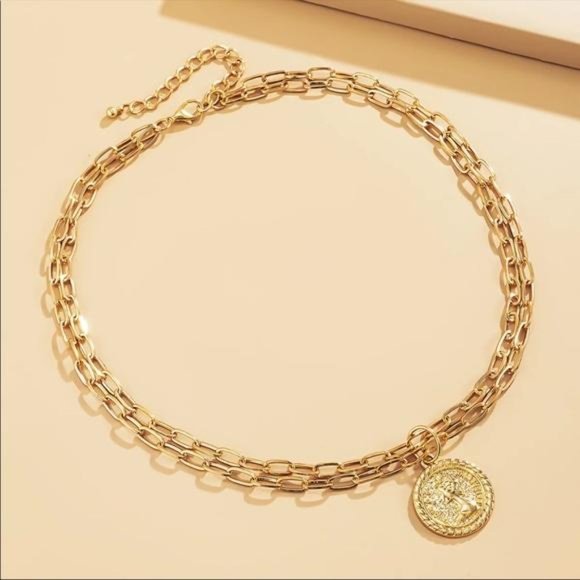 NEW 18K GOLD DOUBLE LAYERED COIN CHOKER NECKLACE, NICE NECKLACE, CUTE NECKLACE - Picture 7 of 7
